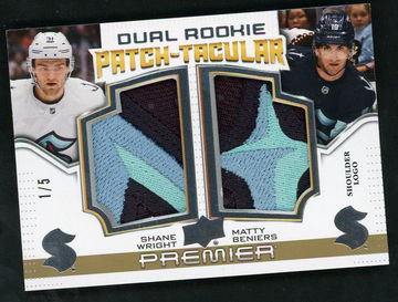 2022 Upper Deck Premier DRPT-WB Shane Wright Matty Beniers Dual Rookie Patch-Tacular Rookie /5 VG