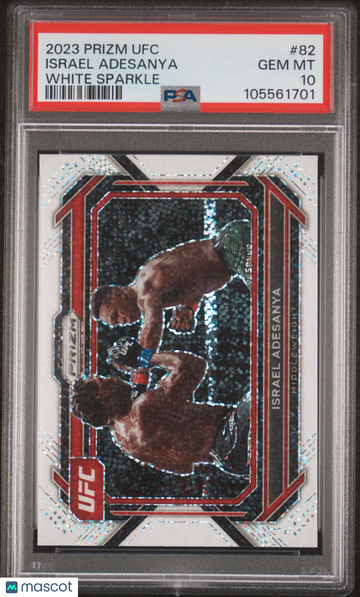 2023 Panini Prizm UFC Israel Adesanya #82 White Sparkle PSA 10