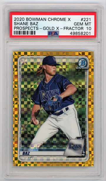 2020 Bowman Chrome X Prospects - Gold X - Refractor /3 Shane Baz PSA 10 Pop 2!! 