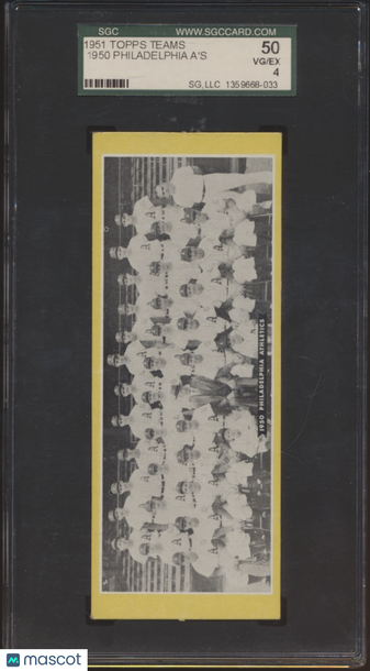 1951 Topps Teams 1950 Philadelphia A's SGC 4