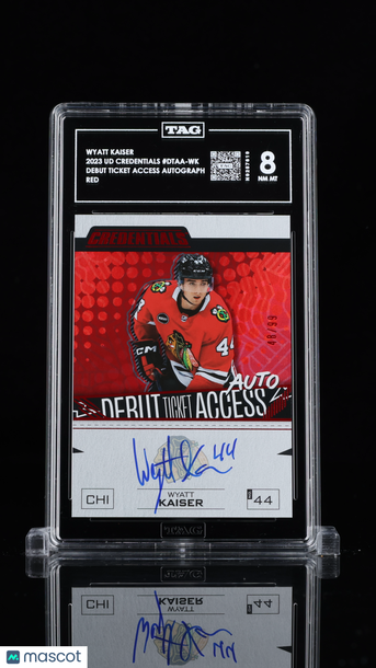 2023 Upper Deck Credentials Wyatt Kaiser #DTAA-WK Red /99 Rookie TAG 8