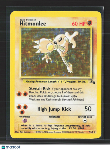 1999 Fossil Hitmonlee Holo Rare #7/62