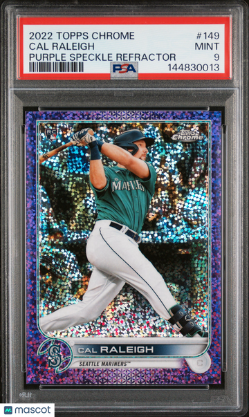 2022 Topps Chrome Cal Raleigh #149 Purple Speckle Refractor Parallel/Variety Rookie PSA 9