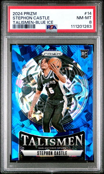 2024 Prizm Talismen Prizms Blue Ice Stephon Castle #14 /125 PSA 8