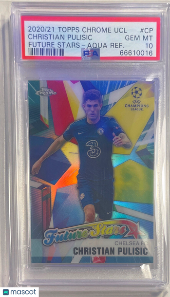 2020 Topps Chrome UEFA Champions League Future Stars Christian Pulisic #CP Aqua Refractor PSA 10