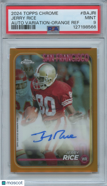 2024 Topps Chrome Jerry Rice #BA-JRI Orange Refractor Parallel/Variety Insert PSA 9