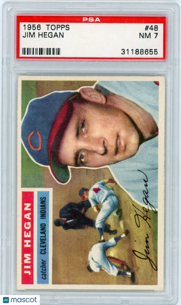 1956 Topps Jim Hegan #48 White Back PSA 7