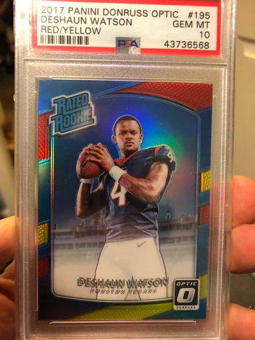 Deshaun Watson 2017 Optic Yellow, Red Holo PSA 10