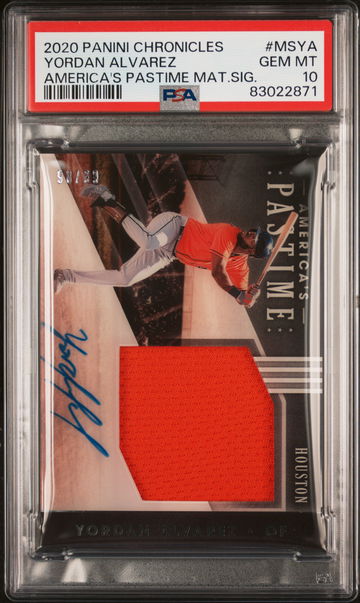 2020 Panini Chronicles Amer. Pastime Yordan Alvarez #MSYA Patch Auto /99 PSA 10