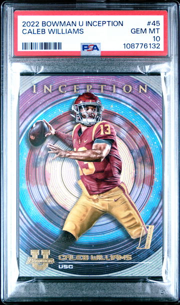 2022 BOWMAN UNIVERSITY INCEPTION CALEB WILLIAMS #45 RC ROOKIE 1ST PSA 10