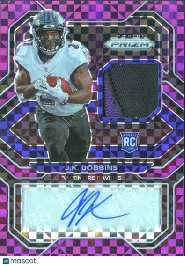 2020 Panini Prizm J.K. Dobbins #5 Purple Mosaic /49 Patch RC