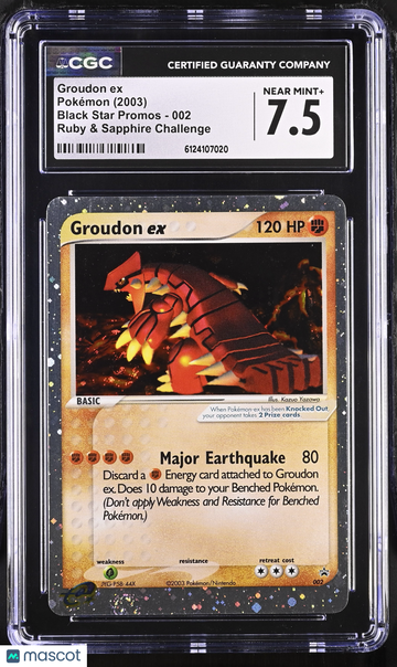 2003 Pokemon Black Star Promos Groudon ex Ruby & Sapphire Challenge CGC 7.5 #002