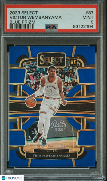 2023-24 Panini Select Victor Wembanyama #87 Blue Prizm Parallel/Variety Rookie Base Set PSA 9