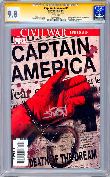 CAPTAIN AMERICA #25 CGC-SS 9.8 *SIGNED BY JOE SIMON* DEATH OF CAPT AMERICA 2007