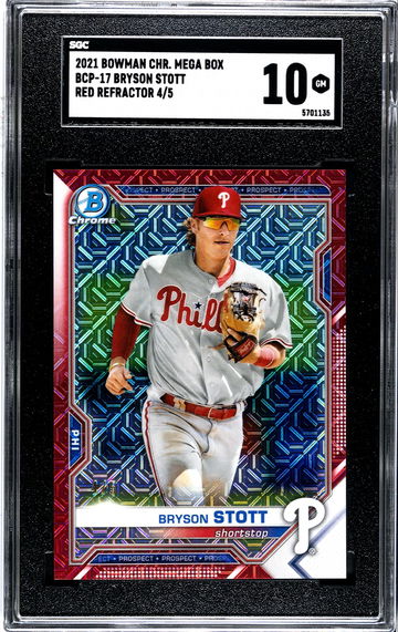 2021 Bowman Chrome Mega Box Red Refractor /5 Byson Stott SGC 10 Pop 1!!!