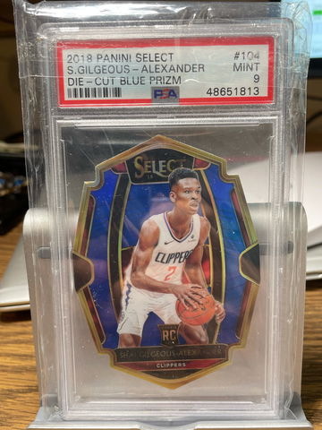 2018 Shai Gilgeous Alexander Panini Select Premier Blue Prizm Die-Cut / 249 PSA 9