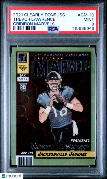 2021 Panini Clearly Donruss Gridiron Marvels Trevor Lawrence #GM-10 Rookie PSA 9