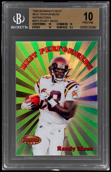 1998 Bowman's Best Randy Moss Performers Refractor BGS 10 RC