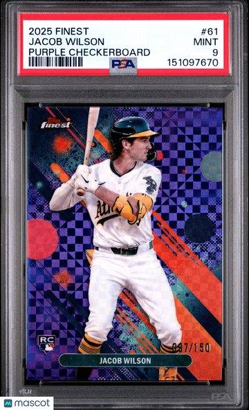2025 Topps Finest Jacob Wilson #61 Purple Checkerboard /150 PSA 9