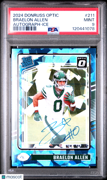 2024 Panini Donruss Optic Braelon Allen #211 Autograph Ice PSA 9