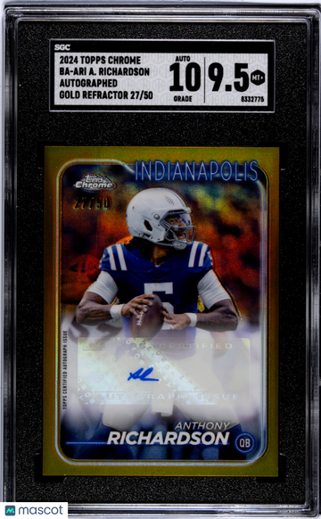 2024 Topps Chrome Anthony Richardson #BA-ARI Autograph Gold Refractor SGC 9.5 Auto 10