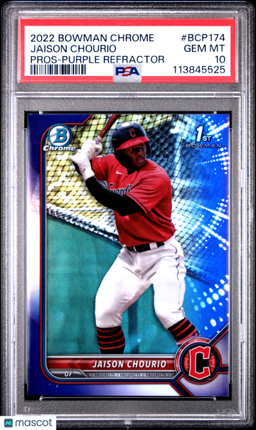 2022 Bowman Chrome Prospects Jaison Chourio #BCP174 Purple Refractor PSA 10