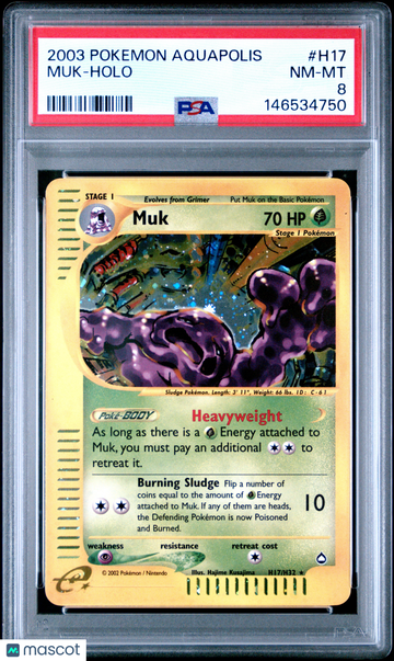 2003 Pokemon Aquapolis Muk Holo PSA 8 #H17