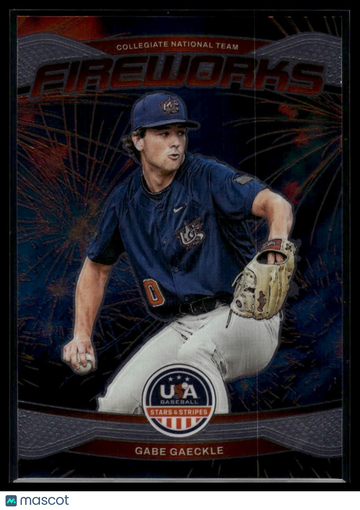 2026 Panini Stars & Stripes Prizm USA Baseball Gabe Gaeckle #4 Fireworks