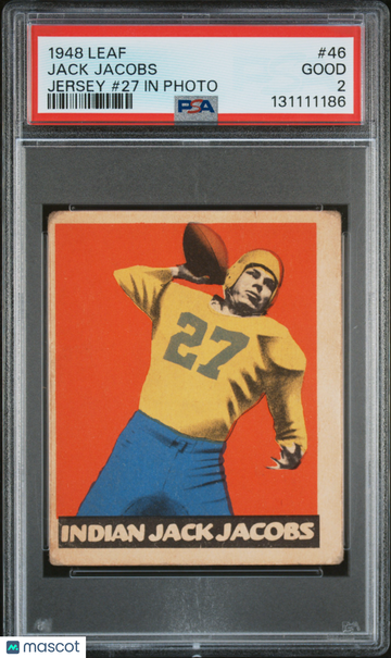1948 Leaf Football Jack Jacobs #46 Jersey #27 In Photo PSA 2
