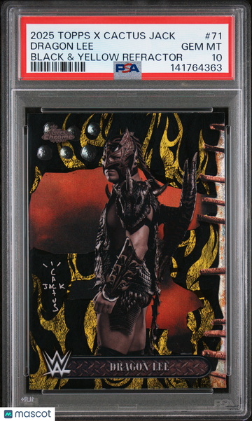 2025 Topps Chrome WWE X Cactus Jack Dragon Lee #71 Black & Yellow Refractor PSA 10