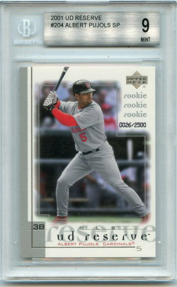 Albert Pujols 2001 Upper Deck UD Reserve SP #204 Cardinals ROOKIE RC BGS 9