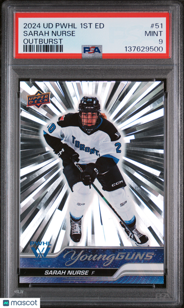 2024 Upper Deck Pwhl 1st Edition Sarah Nurse #51 Young Guns Outburst PSA 9