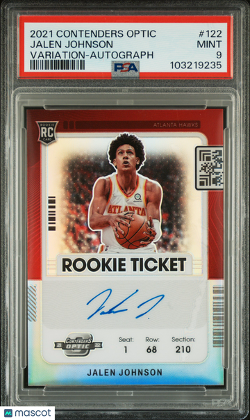2021 Panini Contenders Optic Jalen Johnson #122 Variation Autograph PSA 9