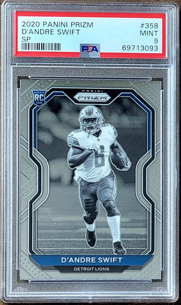 2020 SP D'ANDRE SWIFT Panini BLACK & WHITE NEGATIVE Prizm PSA 9 Rookie RC #358