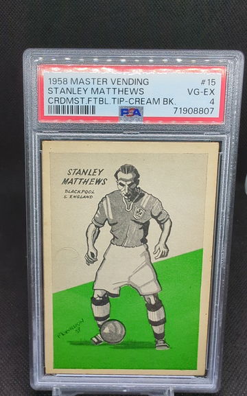 1958 Master Vending Cream Back #15 Stanley Matthews PSA 4