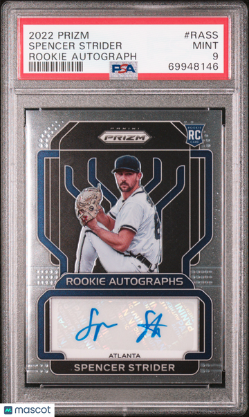 2022 Panini Prizm Rookie Autographs Spencer Strider #RASS PSA 9 NYY