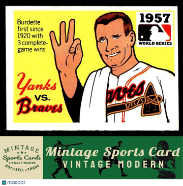 1971 Fleer World Series (Black Backs) 1957 - Yankees vs. Braves - Lew Burdette #55 Lauglin Laughlin