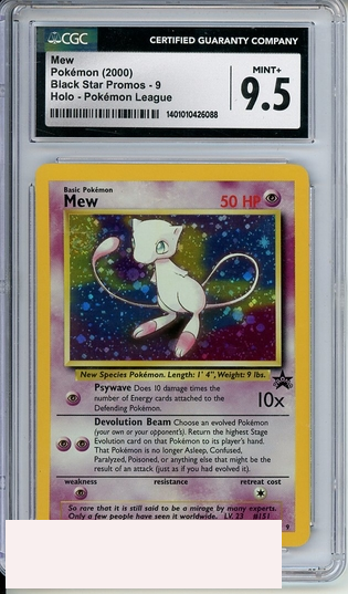 2000 POKEMON BLK STAR PROMO MEW #9 HOLO POKEMON LEAGUE CGC 9.5