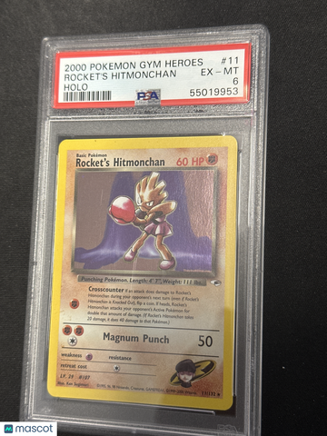 2000 Pokemon Gym Heroes Rocket's Hitmonchan Holo PSA 6 #11