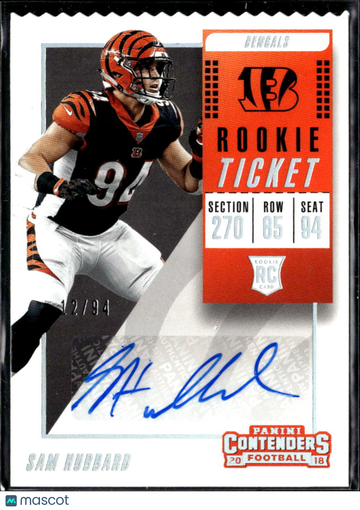 2018 Panini Contenders Football Sam Hubbard #170 Rookie Ticket /94 RC