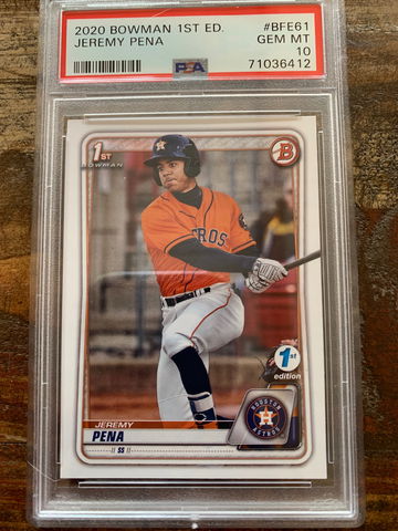 2020 Bowman Prospects Jeremy Pena RC 1st Edition #BPE61 PSA 10