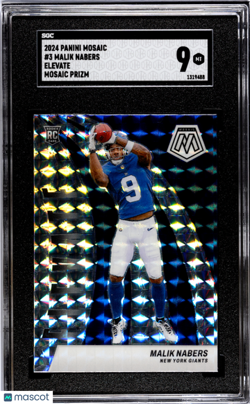 2024 Panini Mosaic Malik Nabers #3 Elevate Prizm SGC 9