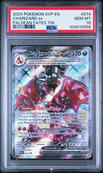 2024 Pokemon Scarlet and Violet Black Star Promo Paldean Fates Tins Charizard Ex #74 PSA 10