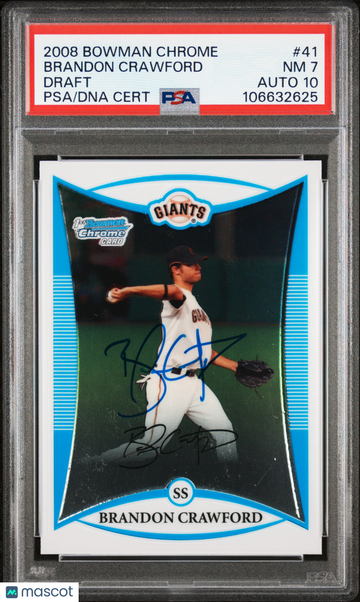 2008 Bowman Chrome Draft Brandon Crawford #41 PSA 7 Auto 10