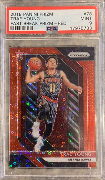 2018 Panini Prizm Trae Young Fast Break Prizm Red /125 PSA 9 RC Rookie #78