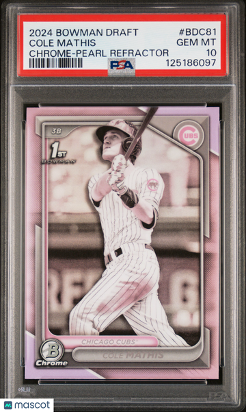 2024 Bowman Draft Cole Mathis Chrome Pearl Refractor PSA 10