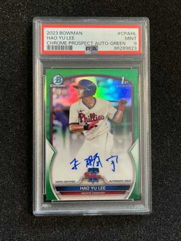 2023 Bowman Chrome 1st Hao Yu Lee #CPAHL True Green Refractor Auto #6/99 PSA 9