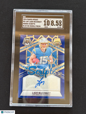 2024 Panini Mosaic Ladd Mcconkey #RS-LMY Blue Rookie SGC 8.5 Auto 10