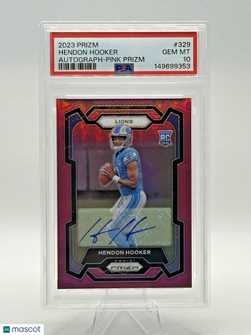 2023 Panini Prizm Hendon Hooker #329 Pink Prizm Autographs Parallel/Variety Rookie Base Set PSA 10