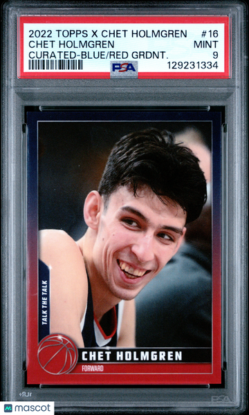 2022 Topps X Chet Holmgren Curated Chet Holmgren #16 Blue Red Grdnt. PSA 9